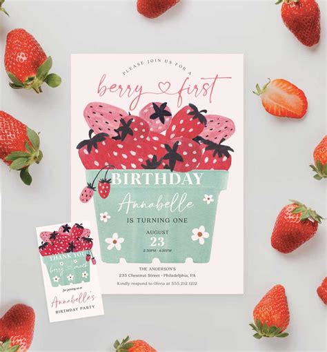 Berry first birthday invitation - Dec 9, 2023 - This Invitation Templates item by SweetSpringCreations has 442 favorites from Etsy shoppers. Ships from United States. Listed on Jan 22, 2024